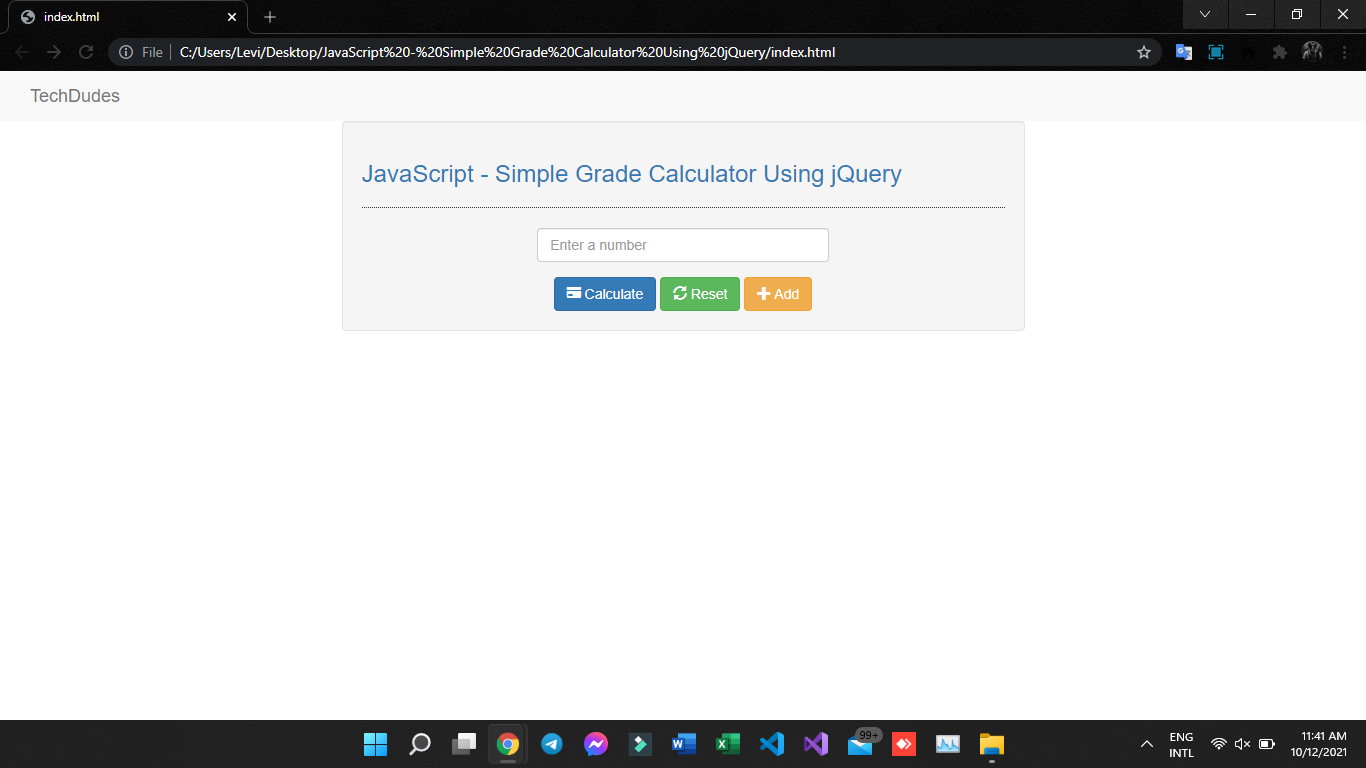 Grade Calculator Using jQuery
